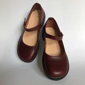 Handmade Mary Jane, Leather Shoes - Cherry