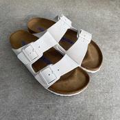 BIRKENSTOCK Arizona. Antique White Suede Leather Soft Footbed image