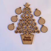 Craft Christmas Tree Set 16cm  with 6 Baubles 3cm image