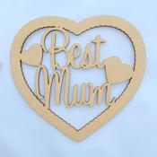 Best Mum Heart Craft Piece 15x15cm image