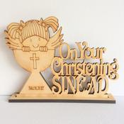 Personalised Christening Wooden Gift Girl image