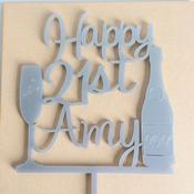 Personalised Name and Age Birthday with Champagne Bottle image
