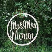 Mr &amp;amp; Mrs Personalised Large Hoop Wall Backdrop Sign image