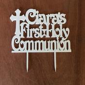 Communion Cake Topper with Cross &amp;amp; Name image