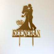 Mr and Mrs Silhouette Cake Topper Personalised with Surname image