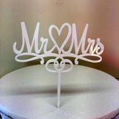Mr Heart Mrs on Swash Wedding  Cake Topper image