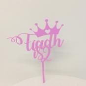 Crown Personalised Name and Age Cake Topper image