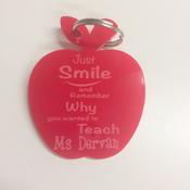 Teacher Apple Key Ring Personalised with Name image