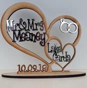 Wooden Wedding Or Anniversary Heart with Mirror Wording image