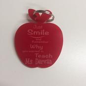 Red Teacher Apple Key Ring with Name image