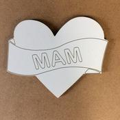 Engraved Mam on Heart White Mdf (Pk of 5)