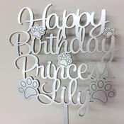 Happy Birthday Pet Paw Cake Topper image