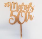 Name and Age Curly Font Birthday Cake Topper image