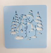 SNOWMAN AND WOMAN  PRINT  CUT OUT 8CM SQUARE