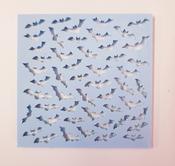 HALLOWEEN BATS PRINT  CUT OUT 8CM SQUARE (Colours may vary)