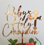 Personalised Holy Communion with Cross Cake Topper image