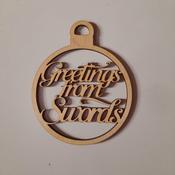 Christmas Bauble with Town/County/Country Name - Wooden
