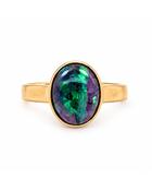 Oval Green Opal Gold Ring