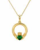 Burren - Wild Heart Claddagh Necklace with Green Heart Stone image
