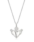 Silver CZ Claddagh Necklace