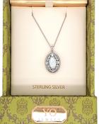 Silver Oval Locket with Opal