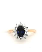 Lab Sapphire &amp; diamond cluster ring image