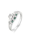 CZ Green Claddagh Ring with wishbone