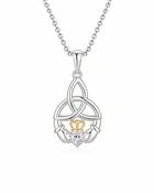 CZ Two Tone Claddagh necklace