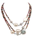 Pearl &amp; Bead triple row necklace