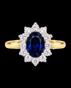 Lab Sapphire &amp; diamond cluster ring image