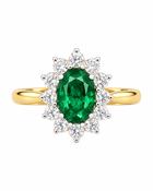 Lab Emerald &amp; diamond cluster ring