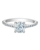 1.20ct Brilliant Cut Lab Grown Solitaire With Diamond shoulders Engagement ring image