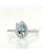 Pear Aquamarine &amp; Diamond 18ct Ring image