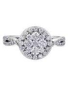 Round Starburst Halo Solitaire with Twist shoulders one carat image