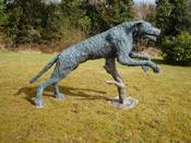 "Take A Run And Jump" Irish wolfhound sculpture running. image