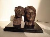 "First Love" Irish wolfhound and lady companion cheek to cheek. image