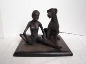 " The Dance Teacher " Ballet dancer with wolfhound companion.
