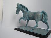 " Anxious " horse sculpture with anxious body motion. image