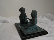 " The Irish Patient " Irish wolfhound with little nurse companion.