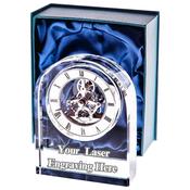 Crystal Clock with Visible Internal Mechanism – Personalised &amp;amp; Laser Engraved