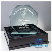 Jade Octagon Christening Crystal Gift Personalised &amp;amp; Engraved