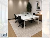 Full 4 Person Workstation Setups (4 x 1200mm Desk Tops, 4 x Chairs, 2 x Divider Screens) - Grade A - Ex-Corporate image