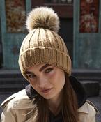 Fur pop pom chunky beanie image