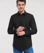 Long sleeve polycotton easycare fitted poplin shirt image