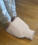 Luxury foot hot water bottle and cover in plush faux fur image