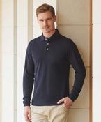 Long sleeve cotton polo shirt image