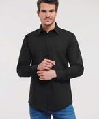 Long sleeve polycotton easycare fitted poplin shirt image