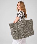 Leopard print canvas oversized tote bag image