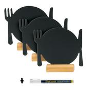 Securit Table Chalkboards - Silhouette Wood Mini - Black 10x10,5x2cm - Pack of 6