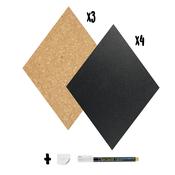 Securit Wall Board - Cork &amp; Chalk Diamonds - Black/Cork 30x22x0,2cm - Pack of 6 image